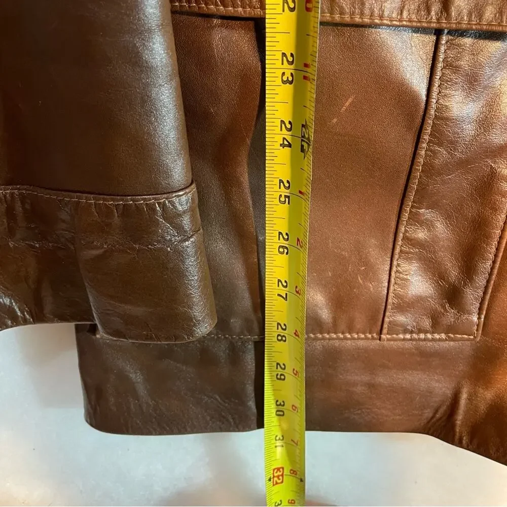 Vintage Brown Leather Blazer Coat Sz 40R 70s Nappa Leather by Grais USA Gorgeous